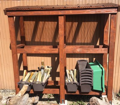 DIY]2×4材で簡単に作った薪棚にもなる竹棚を紹介。図面付き | 田舎で 